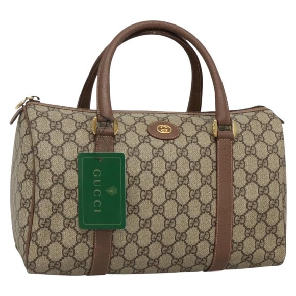 GUCCI GG Supreme Hand Bag PVC Beige Gold 001 39 6842 Auth ep9977 - Picture 1 of 16